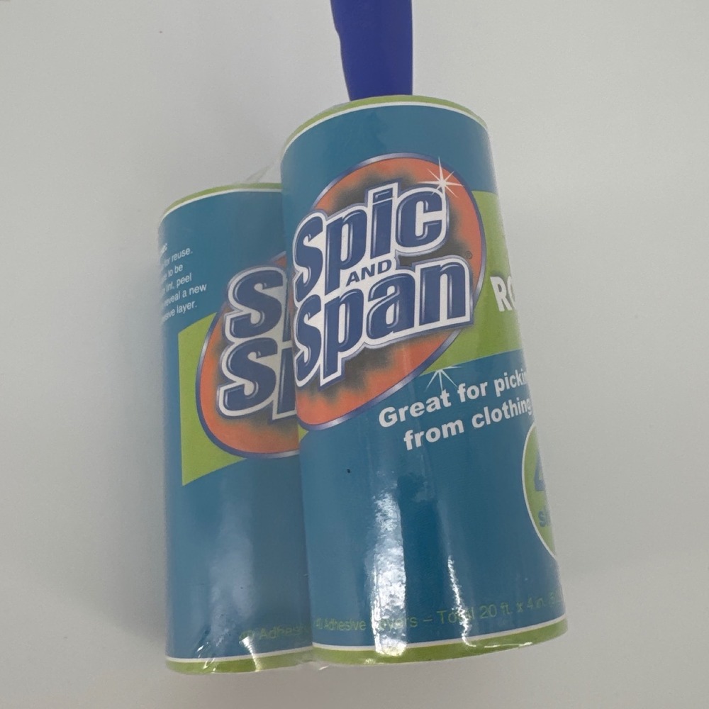 Spic and Span Lint Roller 3 Pack 120 Sheets Blue Adhesive Pet Hair Remover